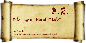 Mátyus Renátó névjegykártya