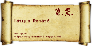 Mátyus Renátó névjegykártya
